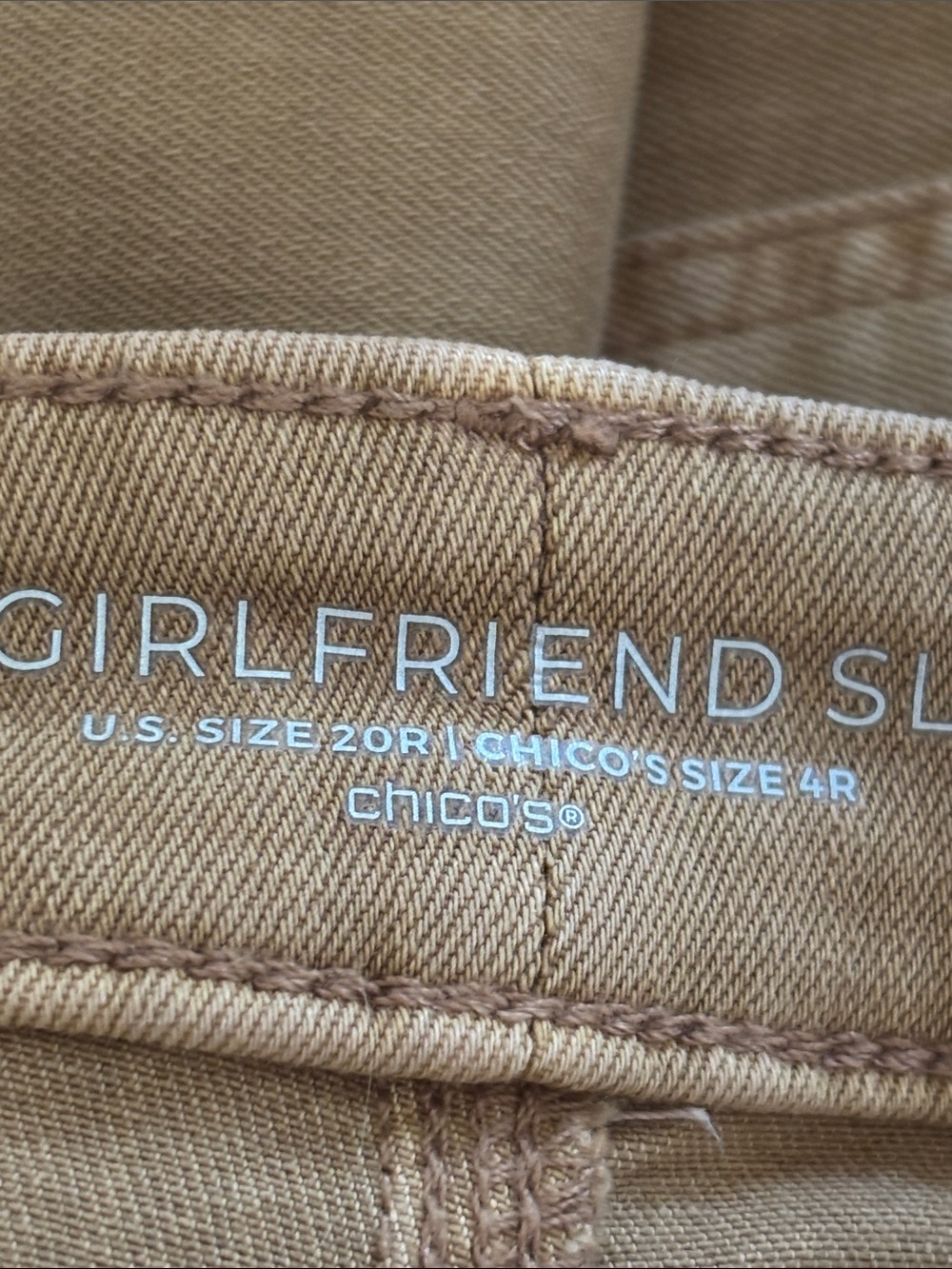 Chico's Girlfriend Slim-Leg Ankle Jeans in Camel Brown SZ 20 (Chico’s 4R) - Picture 8 of 8